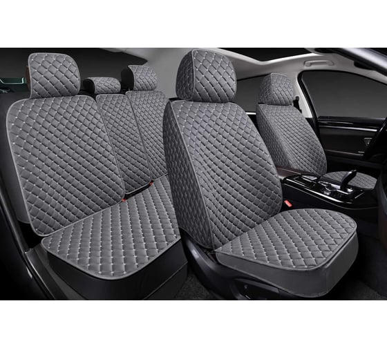 Накидки PSV 5D V001EL70 серые, белая отстрочка, комплект на весь салон, велюр 139052