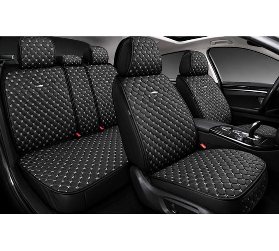 Накидки PSV 5D Len Sport черные, белая отстрочка, комплект на весь салон, лен 138658