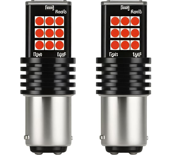 Лампа светодиодная AIRLINE P21/5W (BAY15D) PLUS, 1200K (Красный), 12В, 4Вт, 24LED, Биполярная, комплект 2 шт. AEAR157 1