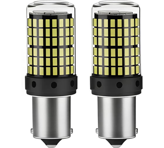 Лампа светодиодная AIRLINE P21/5W (BAY15D) PLUS, 6000K (Белый), 12В, 16Вт, 144LED, Биполярная, комплект 2 шт. AEAR163 1