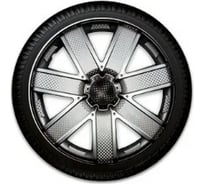 Колпаки LION ГАЛАКСИ R15, серебристо-черный, карбон, комплект 2 шт. LW1502