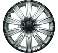 Колпаки LION ТОРНАДО R13, серебристо-черный карбон, комплект 2 шт. LW1334