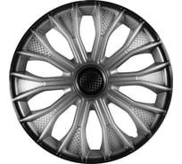 Колпаки LION ВОЛТЕК R14, серебристо-черный карбон, комплект 2 шт. LW1459