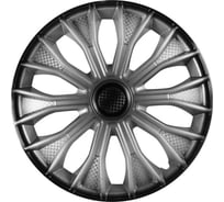 Колпаки LION ВОЛТЕК R15, серебристо-черный, карбон, комплект 2 шт. LW1543