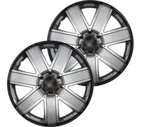 Колпаки LION ГАЛАКСИ R13, серебристо-черный карбон, комплект 2 шт. LW1304