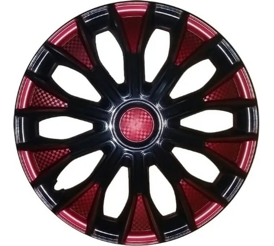 Колпаки LION ВОЛТЕК R15, бордово-черный, карбон, комплект 2 шт. LW1548