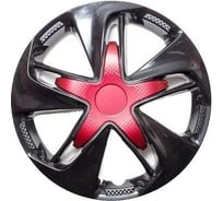 Колпаки LION СУПЕР АСТРА R16, бордово-черный, карбон, комплект 2 шт. LW1618