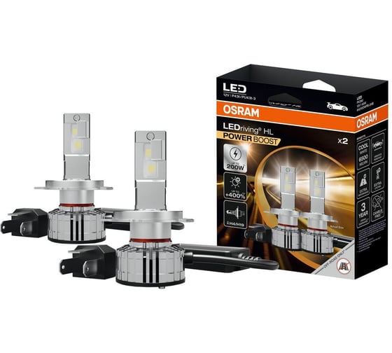 Автолампа OSRAM LEDriving HL POWER BOOST H4/H19 P43t/PU43t-3, LED, +400%, 6500 К, 12 В, 2 шт. 64193DWPB-2HB 878477 1