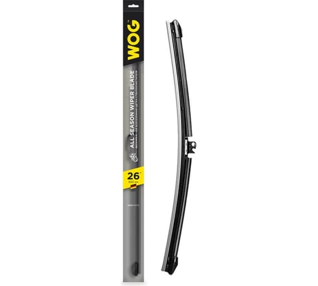Щетка стеклоочистителя всесезонная бескаркасная бесшумная 26"/650 мм с адаптерами WOG WGC1410