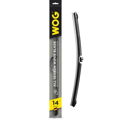 Щетка стеклоочистителя всесезонная бескаркасная бесшумная 14"/350 мм с адаптерами WOG WGC1401