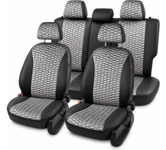 Чехлы для Hyundai Solaris II/Kia Rio IV 2017-2022/Solaris HS 2022-> седан PSV Статус Comfort/Prestige, дел. спинка, велюр серый, ультразвук AUDI 139288