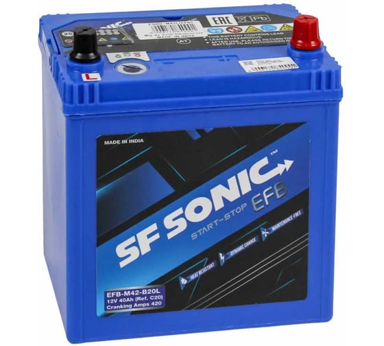 Аккумулятор SF Sonic EFB 6СТ-40.0 (42B20L) тонк.кл EFB-M42B20L