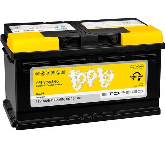 Автомобильный аккумулятор Topla EFB Stop&Go 6СТ-75.0 низкий (58014) 112075/1000241/1031594