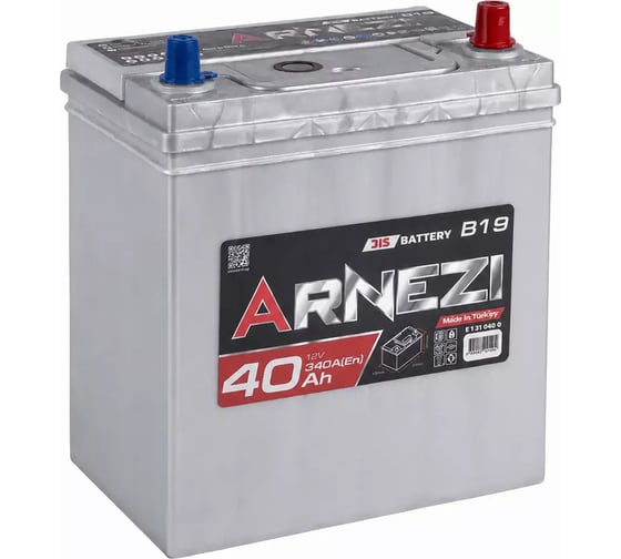 Аккумулятор Arnezi JIS 40 А/ч обратный тон. клеммы R+ 197x128x225 B19/NS40 EN 340 А крепление B01 E1130400