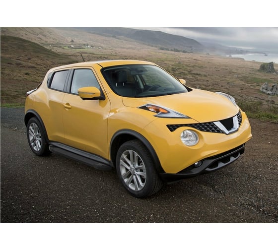 Пороги на автомобиль Rival Black для Nissan Juke I (передний привод) 2010-2019 г.в., 173 см, 2 шт., алюминий F173ALB.4102.2 1
