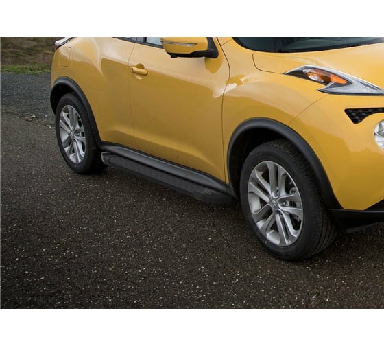 Пороги на автомобиль Rival Black для Nissan Juke I (передний привод) 2010-2019 г.в., 173 см, 2 шт., алюминий F173ALB.4102.2