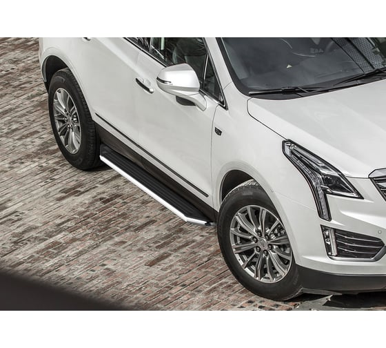 Пороги на автомобиль Rival Premium для Cadillac XT5 2016-2019-2019-н.в., 193 см, 2 шт., алюминий A193ALP.0801.1