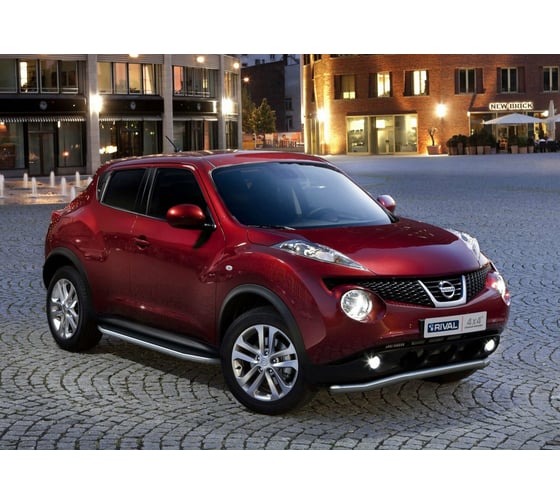Пороги на автомобиль Rival Premium для Nissan Juke I (передний привод) 2010-2019 г.в., 173 см, 2 шт., алюминий A173ALP.4102.2