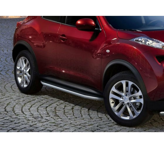 Пороги на автомобиль Rival Premium для Nissan Juke I (передний привод) 2010-2019 г.в., 173 см, 2 шт., алюминий A173ALP.4102.2