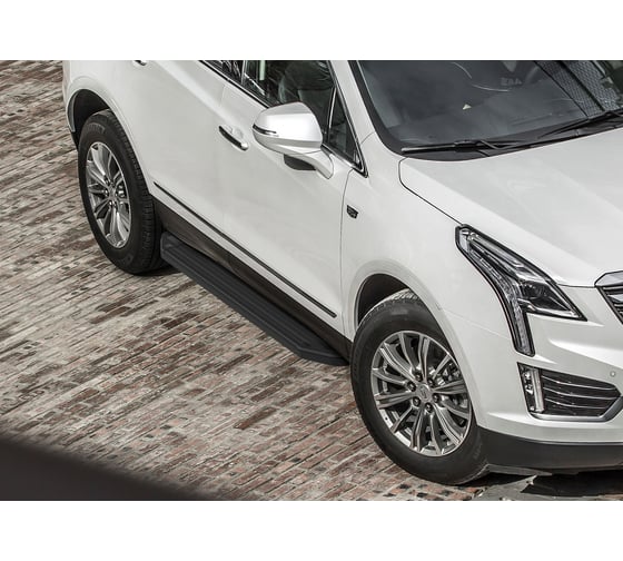Пороги на автомобиль Rival Premium-Black для Cadillac XT5 2016-2019-2019-н.в., 193 см, 2 шт., алюминий A193ALB.0801.1