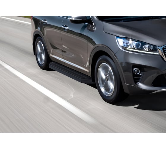 Пороги на автомобиль Rival Premium-Black для Kia Sorento III Prime рестайлинг 2017-2020 г.в., 180 см, 2 шт., алюминий A180ALB.2803.4