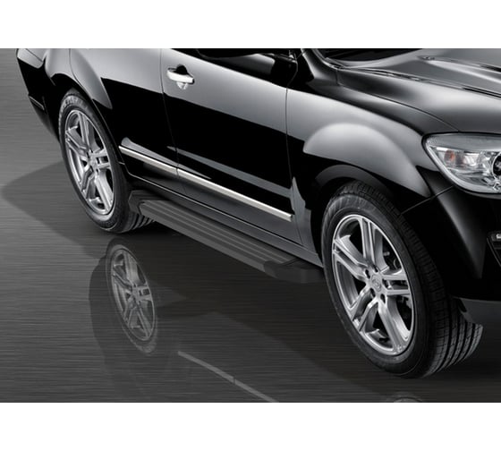 Пороги на автомобиль Rival Black для Hawtai Boliger 2014-н.в., 173 см, 2 шт., алюминий F173ALB.2901.1