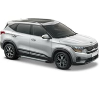 Пороги на автомобиль Rival Silver для Kia Seltos 2020-н.в./Soul III 2019-н.в., 180 см, 2 шт., алюминий F180AL.2805.1