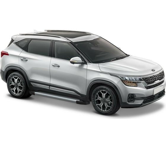 Пороги на автомобиль Rival Silver для Kia Seltos 2020-н.в./Soul III 2019-н.в., 180 см, 2 шт., алюминий F180AL.2805.1 1