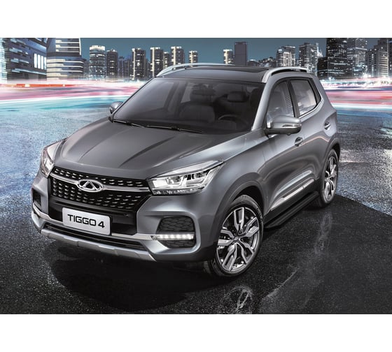 Пороги на автомобиль Rival Premium-Black для Chery Tiggo 4 I рестайлинг 2019-н.в., 173 см, 2 шт., алюминий A173ALB.0905.1 1