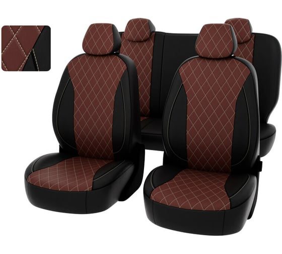 Чехлы PSV для Hyundai Solaris I / Kia Rio III 2010-2017 г. Sd деленная спинка, ромб 134297 1