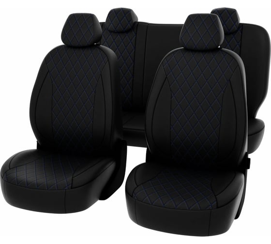 Чехлы PSV РОМБ для Skoda Octavia А7 2013-2020 г.в., Active Ambition, без заднего подлокотника, синяя 134695 1