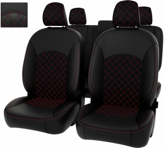 Чехлы PSV для Renault Duster I 2015-2021 рестайлинг Expression, деленная спинка ромб 132355 1