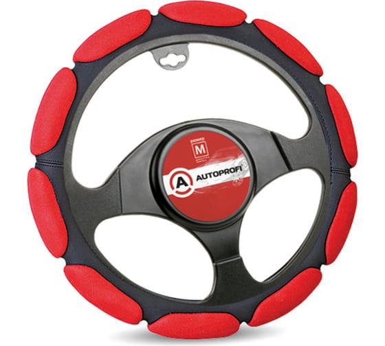 Спонжевая оплетка руля AUTOPROFI SP-9030 BK/RD (M)