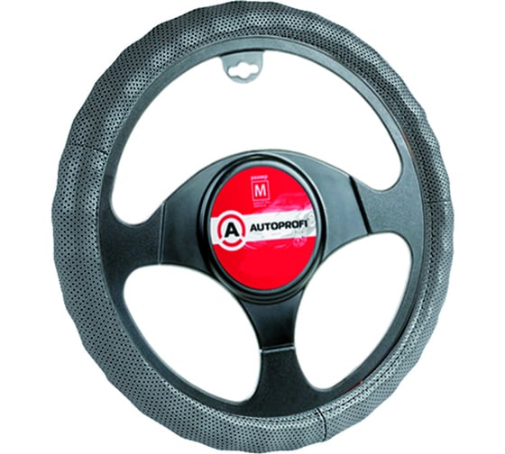 Кожаная оплётка руля AUTOPROFI AP-396 D.GY (L)
