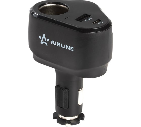 Разветвитель прикуривателя AIRLINE 1 гнездо + Type-C PD + 1USB, 2.4 A, 30 Вт PRO AEBD033