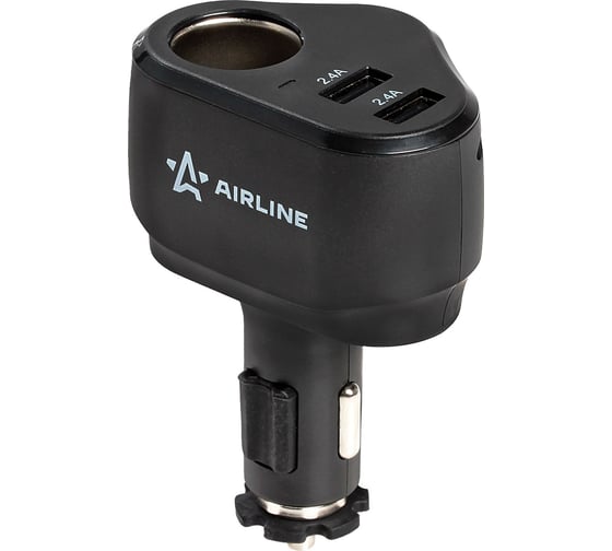 Разветвитель прикуривателя AIRLINE 1 гнездо + 2xUSB, 2.4+2.4 A PRO AEBD070