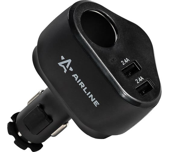 Разветвитель прикуривателя AIRLINE 1 гнездо + 2xUSB, 2.4+2.4 A PRO AEBD070