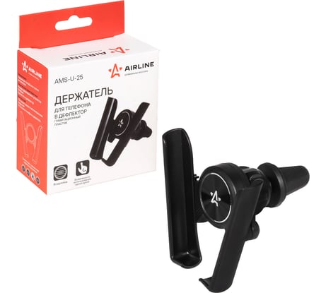 Держатель для телефона AIRLINE в дефлектор, гравитационный пластик AMS-U-25