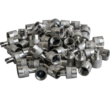 Колпачки на шинный вентиль Airline с ключом, хром, металл, 60 шт. AVC-60-04