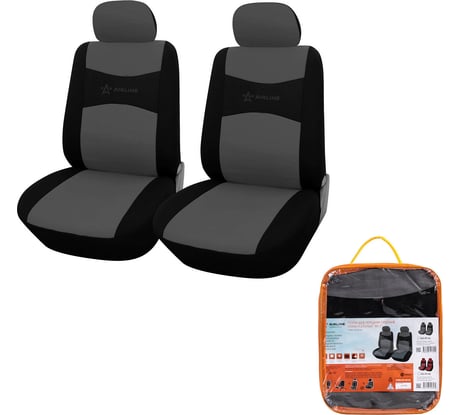 Чехлы для сидений Airline универсальные, RS-2, передние, 2 шт., 4 предмета, полиэстер, черный/серый ACS-PP-06
