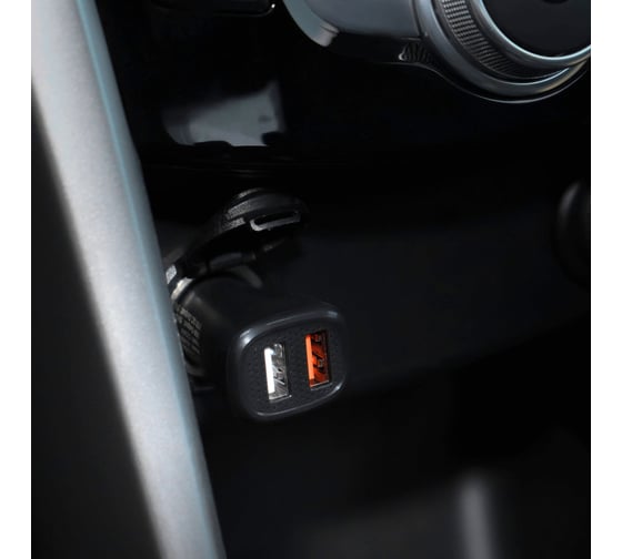Автомобильный адаптер AIRLINE 2хUSB, QC 3.0 + 2.1 А, 12/24 В AEAK015