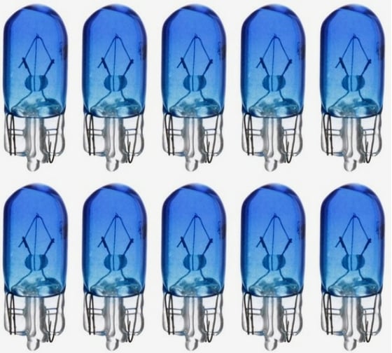 Галогенная лампа Cartage BLUE T10 W5W, 5 Вт, 12 В, набор 10 шт. 3850922