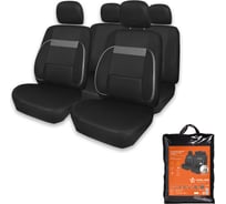 Чехлы для сидений Airline MONRO универсальные, 11 предметов, повышенный комфорт, полиэстер, черные ACS-UP-01