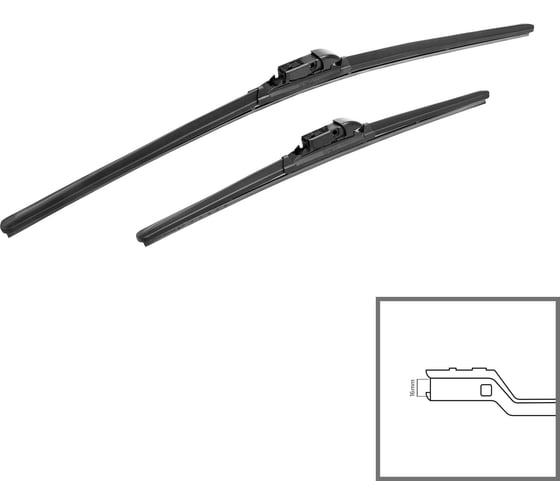 Комплект щёток стеклоочистителя HYBRID 2 шт 60 см и 40 см + адаптер SLIM TOP 2 шт Heyner 020250