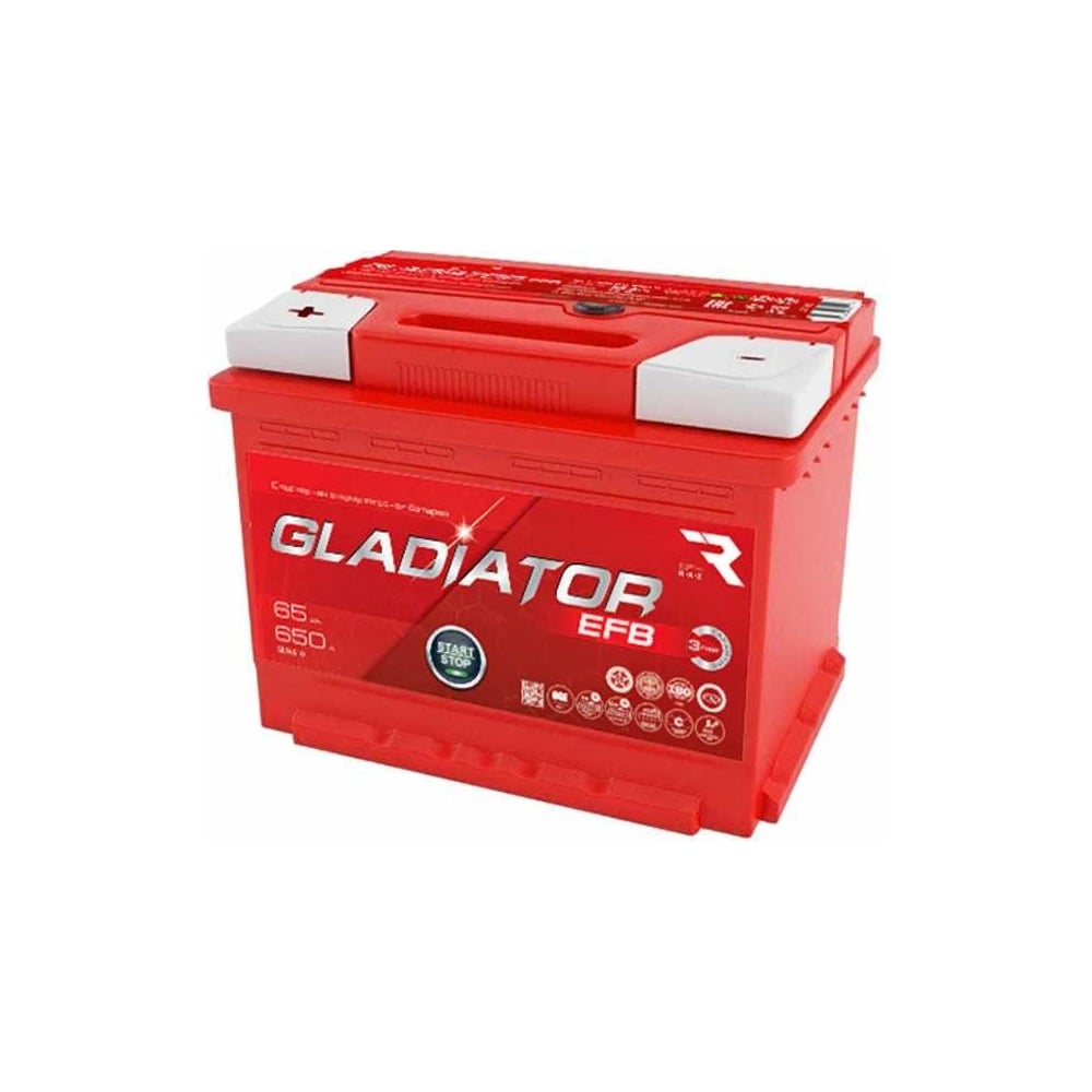  батарея Gladiator 65 А/ч, прямая полярность, тип вывода .