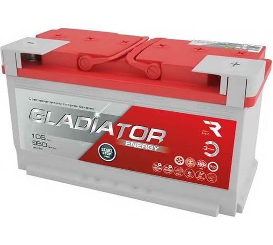 Аккумуляторная батарея Gladiator 105 А/ч, обратная полярность, тип вывода конус GEN10500
