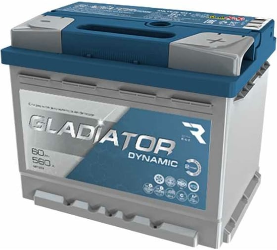 Аккумуляторная батарея Gladiator 60 А/ч, обратная полярность, тип вывода конус GDY6000