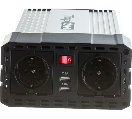 Автомобильный инвертор TopOn 300 Вт, 2 розетки, 2 USB, пиковая мощность 600 Вт TOP-PI302