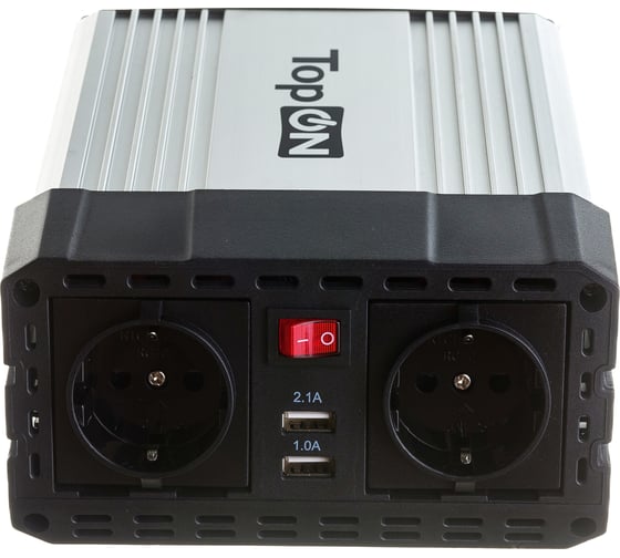 Автомобильный инвертор TopOn 300 Вт, 2 розетки, 2 USB, пиковая мощность 600 Вт TOP-PI302