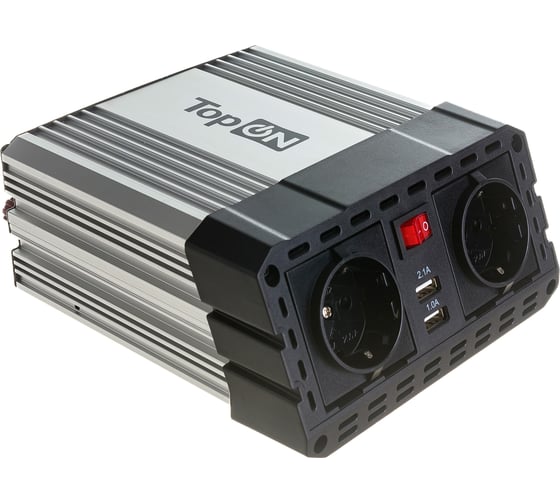Автомобильный инвертор TopOn 300 Вт, 2 розетки, 2 USB, пиковая мощность 600 Вт TOP-PI302